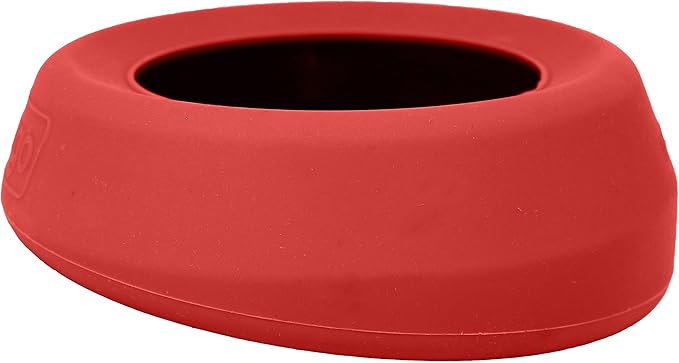 Kurgo Splash Free Wander Dog Water Bowl - Anti-Splash Rim - Travel Friendly - Food Grade Silicone - Compact Wedge Shape - Dishwasher-Safe Bowl - 24 oz - Chili Red