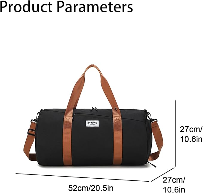 Gym Bags for Men with Side Pocket, 38L Sports Gym Duffle Bag with Adjustable Strap&Shoe Compartment, Large Waterproof Sport Duffel Bags for Travel, Sports, Fitness&Workout(Black/Brown)