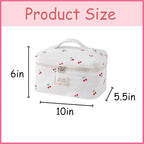 uekeboag Large Travel Quilted Makeup Bag for Women, Floral Cotton Cosmetic Bag, Coquette Aesthetic Floral Toiletry Organizer Bag