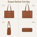 RAINSMORE Laptop Bag for Women 15.6 Inch Work Tote Bags Waterproof Leather Laptop Tote Professional Computer Briefcase