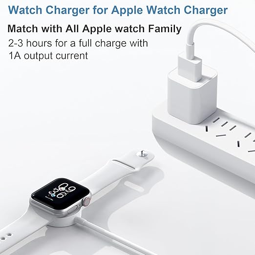 Fast Charger for Apple Watch Charger, 3.2FT Wireless Fast Charging Cord with Wall Chargers Plug Block Compatible with Apples Watchs Series 10/9/8/7/SE/6/5/4/3/2/1（White）