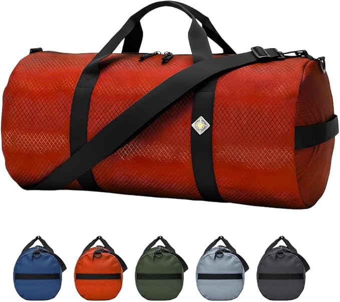 44L Daily Duffel Bag, Heavy-Duty Gear Bag, 1050D Tuff Cloth, Diamond Ripstop, Reinforced Stitching - Orange (12" x 24")