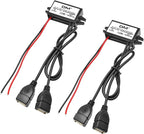 2-Pack DC 12V 20V to 5V 3A USB, Aideepen USB Female DC Converter Adapter Buck Module, for Car Power,Golf Cart Scooters, Motors and DIY(Dual USB Port)