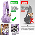 Tomkas Small Dog Sling Carrier - Zipper Pocket & Adjustable Strap - for 3-10 lbs Pets(Light Purple)