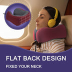 napfun Neck Pillow for Travel with Travel Pouch, Sleep Mask & Earplugs, Memory Foam Airplane Pillow for Headrest Sleep with Eyeshades, Plane Essentials with Eye Blindfold, Burgundy Striped Kit