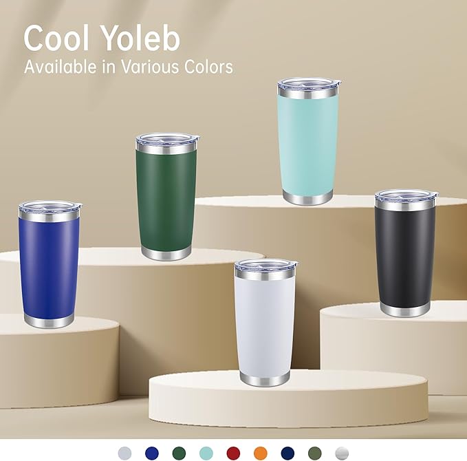 20 oz Tumbler Stainless Steel Tumblers with Lid Double Wall Vacuum Insulated Coffee Mug 20oz Powder Coated Cup for Hot and Cold Drinks, Blue, 1 pack