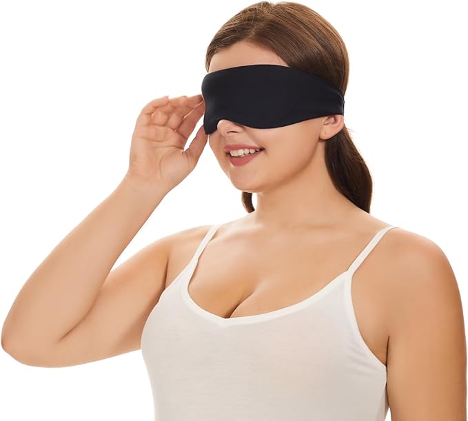 ALASKA BEAR Sleep Mask for Side Sleepers Patented Design, Cup-Shaped and Extra-Soft, 100 Blackout Eye Mask Shades Cover for Men and Women Home or Travel, Machine Washable, Black