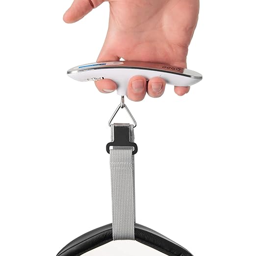 GEGO Scale – Digital Luggage Scale for Travel, Portable Luggage Weigher & Baggage Weight Checker with Temperature Sensor, Backlit LCD Display, Heavy Duty Hook, 110lb/50kg