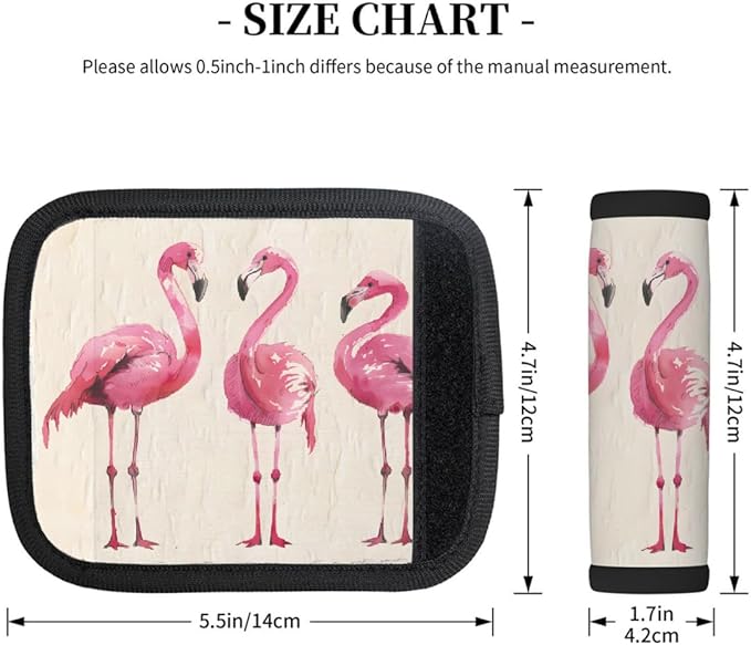 Abstract Pink Flamingo 2 Pack Luggage Handle Wrap Set of Neoprene Luggage Tags for Suitcases Bag Strap Wrap Cover Travel Airplane Accessories Covers Markers Sleeve Grips Identifiers Cruise