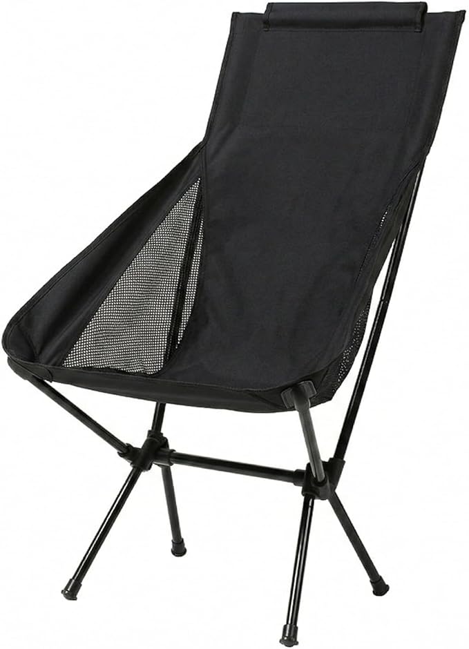 Wind Tour Portable Camping Chair Lightweight Foldable Outdoor Chair for Hiking Camp Backpacking Lawn Beach Fishing Picnic with Carry Bag (High-Back | Black)