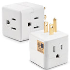 3 Prong Adapter, 2PCS 3 Outlet Wall Adapter Cube Tap, Multiple Outlet Splitter, 3 Way Plug Adapter, White Multi Plug Wall Outlet Extender for Home or Travel, UL Listed