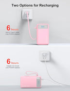 Portable Charger, 27000mAh 22.5W Fast Charging Power Bank with Built-in Cable, USB C Battery Pack with LED Display & Flash Light, Travel Essential External Battery Charger Bank for iPhone Samsung Pink