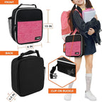 opux Premium Insulated Lunch Box, Soft School Lunch Bag for Girls Kids, Leakproof Small Lunch Pail Women Work, Reusable Compact Cooler Tote Lunchbox for Office Adult, Heather Pink