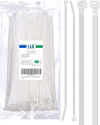 HS Long Zip Ties 12 Inch Clear 0.19" Nylon Cable Ties Heavy Duty 50 Lbs Strength Strong for Privacy Fence Outdoor,Electrical Plastic Tie Straps Weather Resistant 100 Pcs White