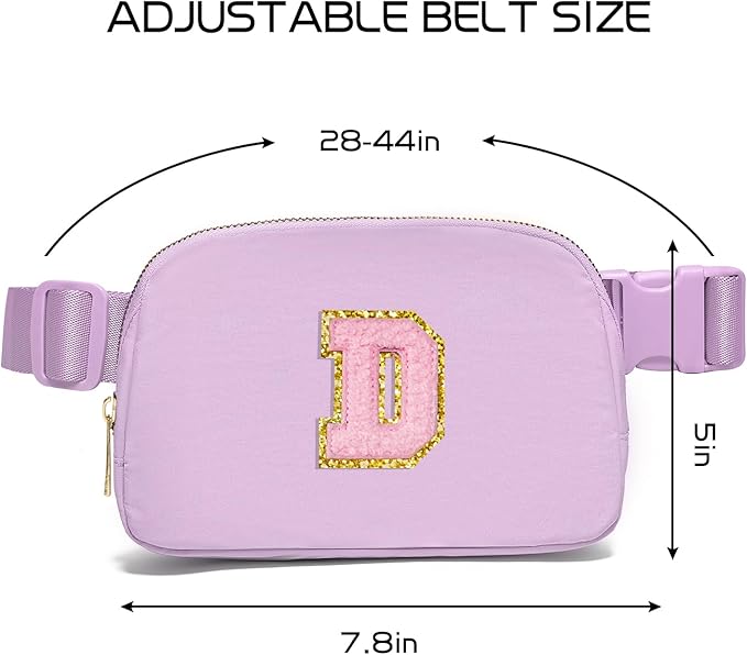 Gitus Initial Belt Bag Fanny Pack Crossbody Bag for Girls Birthday Gifts Age 8-10 Teen Girl Gifts Trend Stuff Personalized Letter Gifts for Daughter Sister (Lavender-D)