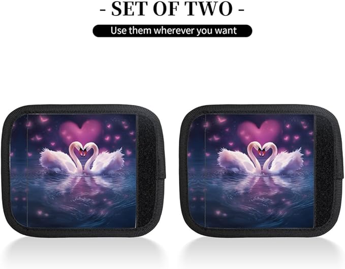 Abstract Love Swan 2 Pack Luggage Handle Wrap Set of Neoprene Luggage Tags for Suitcases Bag Strap Wrap Cover Travel Airplane Accessories Covers Markers Sleeve Grips Identifiers Cruise