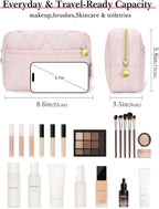 Noozion Makeup Bag Travel Toiletry Bag, Puffy Padded Cosmetic Bag for Women, Makeup Organizer Case, Wide-open Pouch Purse, Travel Essentials