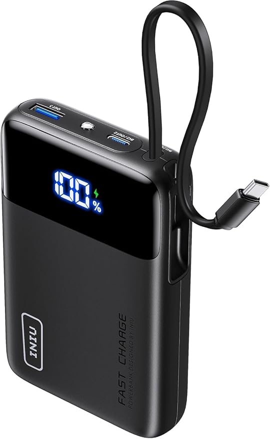 INIU Smallest 45W 20000mAh Power Bank with Built-in USB-C Cable & 240W Fast Charging [6.6ft, 2-Pack] Type C Charger Cord Combo