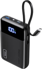 INIU Smallest 45W 20000mAh Power Bank with Built-in USB-C Cable & 240W Fast Charging [6.6ft, 2-Pack] Type C Charger Cord Combo