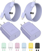 Type C Charger Fast Charging for iPhone 17 16 15,10FT USB C Samsung Chargers Block 25W Super Fast Chargers for Samsung Galaxy S25/S24 S23/iPhone Air/17/17 Pro Max/iPhone 16/16 Pro Max/15 Pro(Purple)