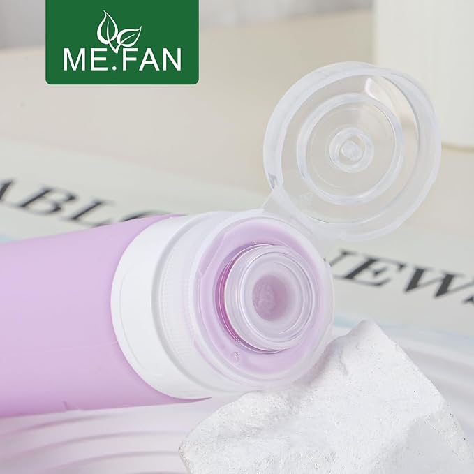 ME.FAN 18 Pack Travel Bottles for Toiletries, TSA Approved Travel Size Containers Set, Silicone Squeezable Portable Split Bottle, Travel Accessories for Conditioner, Shampoo, Lotion - Morandi