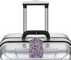 2 Pack Luggage Tags for Suitcases, PU Leather Bag Tag with Privacy Cover Address Card Travel Essentials-Purple Lavender Flower