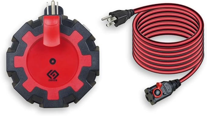 OSKOS 6-Grounded-Outlet Power Hub with Swivel Safety Cover (UL Certified), Outdoor Use, Resettable 15A Circuit Breaker, 25FT Extension Cord with Locking Outlet (ETL Listed). Combo Pack.
