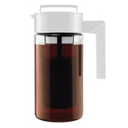 Takeya Deluxe Cold Brew Coffee Maker - BPA-Free Tritan Pitcher with Airtight Leakproof Lid, Silicone Grip Handle, Fine-Mesh Filter - Shatter-Proof, Dishwasher Safe, Made in USA - 1 Quart/White