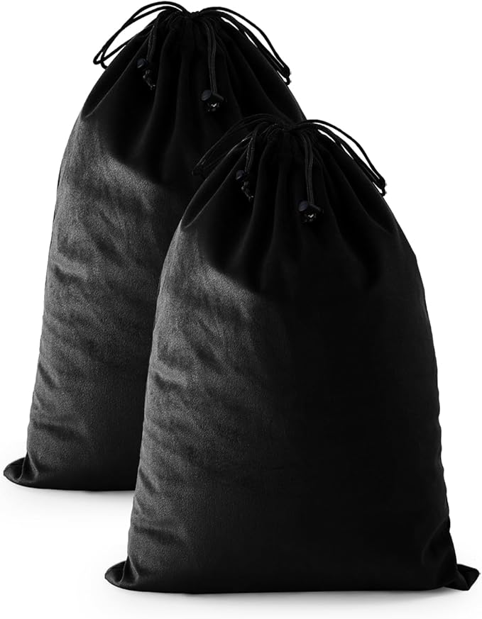 FantasyLife Shoe Bags for Travel, Washable Dust Bags for Storage & Packing, Flannel Shoe Pouch with Drawstring Closure for Purses, Handbags, Shoes & Toys (2, Black Beauty, 17.3"x12.6")