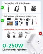 220V to 110V Converter with USB C 35W, Voltage Converter US to Europe for Hair Straighteners, Universal Travel Adapter with 2 USB C Ports & 1USB-A Port, Power Plug Adapter UK/US/AU/EU