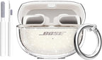 Aircawin for Bose Ultra Open Earbuds Case Glitter,Cute Sparkle Bling for Bose Ultra Open Case Cover 2024,Soft TPU Cover for Bose Open Ear Earbuds Accessories with Carabiner and Cleaning Pen-Glitter