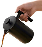 YJX 34oz Coffee Maker, Stainless Steel French Press, 1 Liter Camping Coffee Pot, Tea Maker, 34 Ounce Travel Coffee Presses, Heat Resistant Double Insulated (Black)