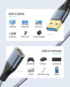 ANDTOBO USB Extension Cable 16ft, USB 3.0 Type A Male to Female Extender Cables High-Speed Data Transfer 5Gbps Compatible with Gamepad, Printer, Webcam, USB Keyboard, Flash Drive, Hard Drive