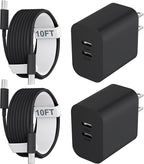 Fast Charger for 15 16 17 Pro Max, 10FT Long USB C to C Charging Cable Cord & 20W Dual Port USB C Fast Charger Block for Phone 17 16 15 Pro Max/17 16 15/15 Plus,Pad Pro 12.9"/11", Android Phone
