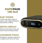 Halo RapidPack 10K DLX Power Bank | USB & USB-C Fast Charging for Multiple Devices, Smart Phones & Tablets, Synthetic Leather Wrapped, Portable Battery Charger, TSA Air Travel Approved — Black