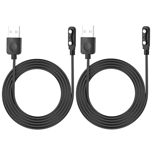 2 Pack Smart Watch Charger Cable 2 Pin Cord,Replacement Charger for Smart Watch,Fitness Trackers, Smart Glasses & Wearable Devices Charger Contact pin spacing Compatible 4mm