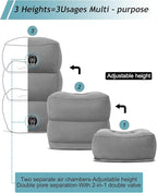 Inflatable Foot Rest Pillow, Kids Airplane Bed, Adjustable 3 Layers Height Leg Rest Pillow, Airplane Travel Essentials Great for Office, Home, Trains, Cars