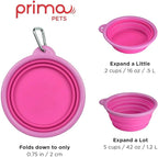 Collapsible Silicone Travel Dog and CAT Bowl with Carabiner, Large, Pink