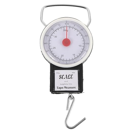 Lurrose Portable Mini Spring Fish Luggage Scale 35kg Hanging Weighing Scale Handheld Travel Bag Weight Measurement Tool