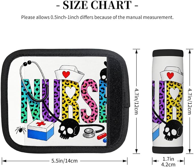 2 Pack Luggage Handle Wrap with Travel Tags - Non-Slip Protective Cover Soft Handle Grips Covers for Suitcase(Nurse)