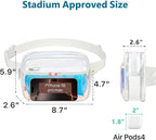 Veckle Holographic Fanny Pack for Women - Plus Size 35-51 Inch Iridescent Clear Belt Bag, Adjustable Crossbody Waist Bag for Concert, Festivals, Raves, Theme Parks, White