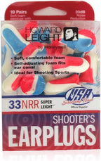 Howard Leight by Honeywell Super Leight USA Disposable Foam Shooting Earplugs, 10-Pairs (R-01891),Red/White/Blue