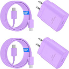 USB C Android Charger Fast Charging Cord, Super Fast Phone Chargers 10FT C to C Type Cable with 25W USBC Wall Block for Samsung Galaxy S26 S25 S24 Ultra Plus/S23/S22/S21/S20/Note 20/10, Purple