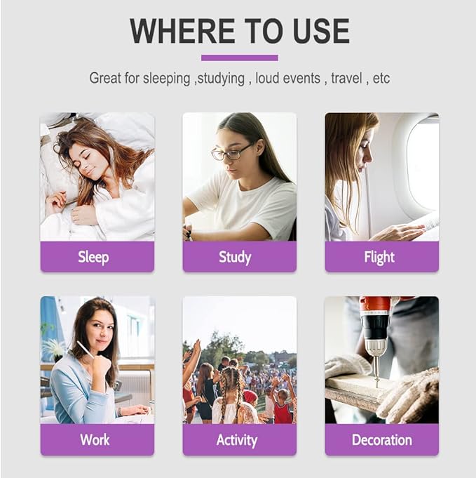 LYSIAN Slim Fit Foam Ear Plugs for Small Ear Canals, 100 Pairs 35dB SNR Noise Reduction Earplugs for Study, Travel, Work and Daily Quiet, Women, Teens, Purple