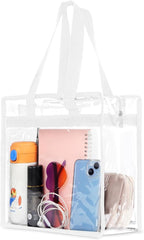 Hoiny Clear Bag for Stadium Events Approved, 12x6x12 Large Transparent Tote Bag with Zipper for Gym Concert Sports Festivals