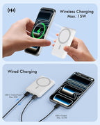 podoru for Magsafe Power Bank, 10000mAh Magnetic Portable Charger with 22.5W PD Fast Charging USB-C Cable LED Display Wireless Battery Pack for iPhone 17/16/15/14/13/12 Series-White