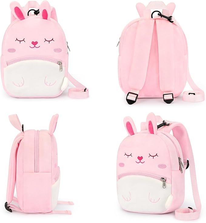 mibasies Toddler Backpacks for Girls 2-4: Plush Backpack -3D Animal Cartoon Mini Travel Bag -10 inch Toddler Backpack Leash
