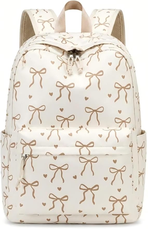 LOIDOU Backpack for Girls School Backpacks Bookbags for Elementary Middle School Women Laptop Backpacks (Bow Tie Brown, L-17)