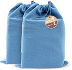 LFH Cotton Rich Shoe Storage Bags with Drawstring, Breathable Reusable Organizer, Perfect For Travel, Dorm, Hotel, College, Gym, Easy to Carry, Machine Washable 12"x17" (Pack of 2) - Sky Blue