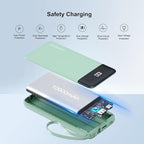 Portable Charger Built-in Cables,10000mAh Power Bank for iPhone,Fast Charge USB C Battery Pack Travel Essentials Slim Lightweight Powerbank Compatible with iPhone 17/16/15/14, Samsung, Android, etc